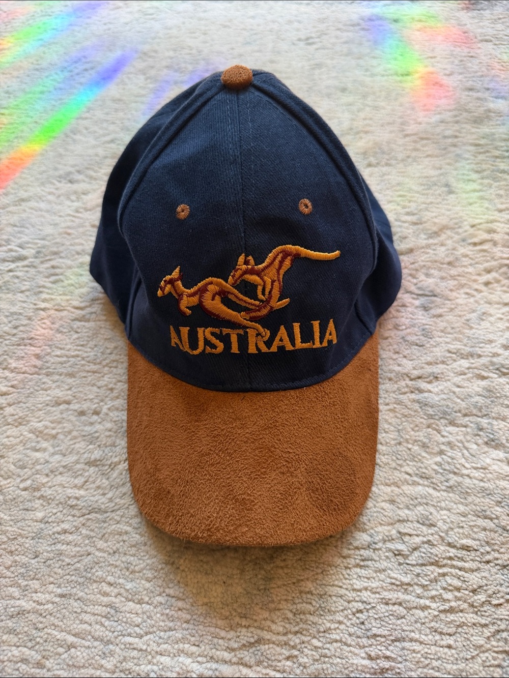 Navy and Brown 'Australia' Baseball Cap with Kangaroo Motif
